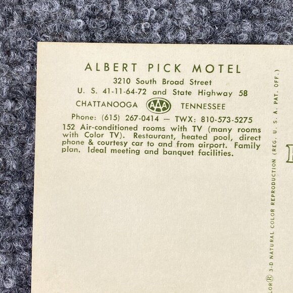 Vtg Chattanooga Tennessee‎ Postcard Albert Pick Motel TN Unposted Ariel View 60s - Picture 7 of 8